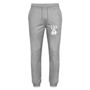 Kitten Unicorn Pullover Hoodie - Stanley/Stella Mover Unisex Organic Jogging Trousers - heather grey - Front - Marisol (170cm) & Nik (191cm)