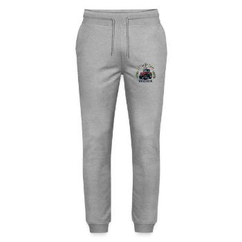 J'peux pas tracteur cartoon - Pantalon de jogging bio MOVER Stanley/Stella unisexe - gris chiné - Devant - Marisol (170cm) & Nik (191cm)