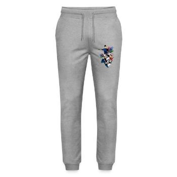 Francie - France - Drapeaux - Pantalon de jogging bio MOVER Stanley/Stella unisexe - gris chiné - Devant - Marisol (170cm) & Nik (191cm)