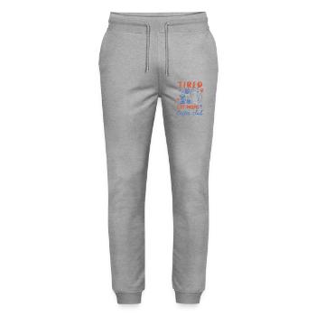Tired Cat Moms Coffee Club - Stanley/Stella Mover Unisex Organic Jogging Trousers - heather grey - Front - Marisol (170cm) & Nik (191cm)