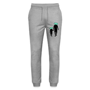 Family Silhouette Dear Children Parents Mom Dad - Stanley/Stella Mover Unisex Organic Jogging Trousers - heather grey - Front - Marisol (170cm) & Nik (191cm)