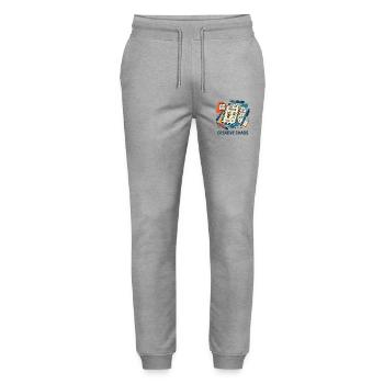 Creative Chaos Idea Book - Stanley/Stella Mover Unisex Organic Jogging Trousers - heather grey - Front - Marisol (170cm) & Nik (191cm)