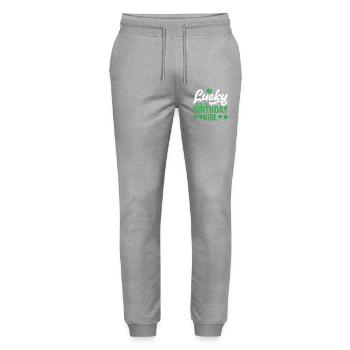 Glücks-Geburtstagsmädchen-Tee - Stanley/Stella Unisex Bio Jogginghose Mover  - Grau meliert - Vorne - Marisol (170cm) & Nik (191cm)