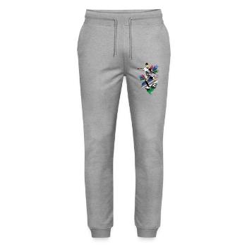 Ouzbékistan - Ouzbékistan - Drapeaux - Pantalon de jogging bio MOVER Stanley/Stella unisexe - gris chiné - Devant - Marisol (170cm) & Nik (191cm)
