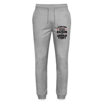 Papa jamais tort humour cadeau fête des pères - Pantalon de jogging bio MOVER Stanley/Stella unisexe - gris chiné - Devant - Marisol (170cm) & Nik (191cm)