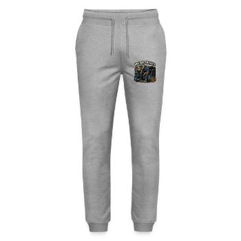 Waiting for Parts | Humor Mechanical Skeleton - Stanley/Stella Mover Unisex Organic Jogging Trousers - heather grey - Front - Marisol (170cm) & Nik (191cm)
