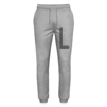 Buchstabe L – Punktmuster Initial Design - Stanley/Stella Unisex Bio Jogginghose Mover  - Grau meliert - Vorne - Marisol (170cm) & Nik (191cm)