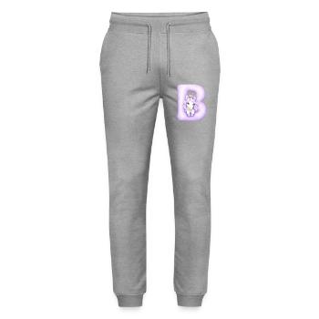 Letter B Purple Unicorn - Stanley/Stella Mover Unisex Organic Jogging Trousers - heather grey - Front - Marisol (170cm) & Nik (191cm)