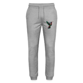 Aztec Hummingbird Colorful Mosaic - Stanley/Stella Mover Unisex Organic Jogging Trousers - heather grey - Front - Marisol (170cm) & Nik (191cm)