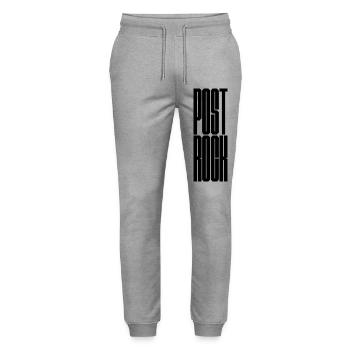 Post Rock bold typography logo - Stanley/Stella Mover Unisex Organic Jogging Trousers - heather grey - Front - Marisol (170cm) & Nik (191cm)