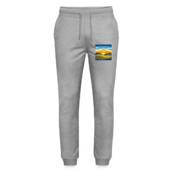 Ukraine Design Ukraine Flag Sunflower Wheat Map - Stanley/Stella Unisex Bio Jogginghose Mover  - Grau meliert - Vorne - Marisol (170cm) & Nik (191cm)