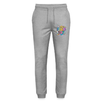 Field Day Colour Splash - Stanley/Stella Mover Unisex Organic Jogging Trousers - heather grey - Front - Marisol (170cm) & Nik (191cm)