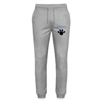 à_la_maison-_-c'est_le_chien_qui_commande - Pantalon de jogging bio MOVER Stanley/Stella unisexe - gris chiné - Devant - Marisol (170cm) & Nik (191cm)