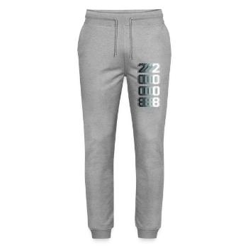 18th Birthday 2008 Retro Numbers with Saying - Stanley/Stella Mover Unisex Organic Jogging Trousers - heather grey - Front - Marisol (170cm) & Nik (191cm)