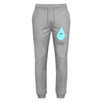 Dessin animé cute goutte d’eau Rien ne se passe sans moi - Pantalon de jogging bio MOVER Stanley/Stella unisexe - gris chiné - Devant - Marisol (170cm) & Nik (191cm)
