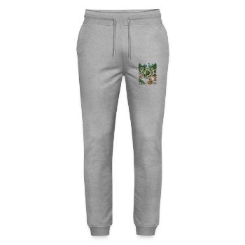 Vintage Pixel Art Wandern Vorteil & Naturerkundung - Stanley/Stella Unisex Bio Jogginghose Mover  - Grau meliert - Vorne - Marisol (170cm) & Nik (191cm)