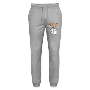 Lustiger Spruch Mit Der Hand Katze - Stanley/Stella Unisex Bio Jogginghose Mover  - Grau meliert - Vorne - Marisol (170cm) & Nik (191cm)