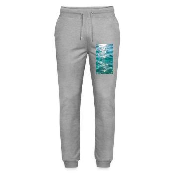 Vagues, lumière du soleil, reflet, esthétique - Pantalon de jogging bio MOVER Stanley/Stella unisexe - gris chiné - Devant - Marisol (170cm) & Nik (191cm)