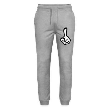 Erhobener Zeigefinger (Finger / Linke Hand / 2C) - Stanley/Stella Unisex Bio Jogginghose Mover  - Grau meliert - Vorne - Marisol (170cm) & Nik (191cm)