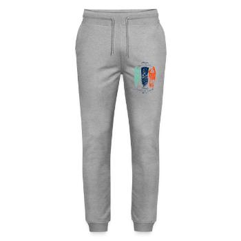 Blue Waves und Atlantiksurfen - Stanley/Stella Unisex Bio Jogginghose Mover  - Grau meliert - Vorne - Marisol (170cm) & Nik (191cm)