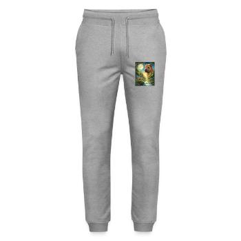 Howling to the Moon Meme Dog Shar Pei - Stanley/Stella Mover Unisex Organic Jogging Trousers - heather grey - Front - Marisol (170cm) & Nik (191cm)