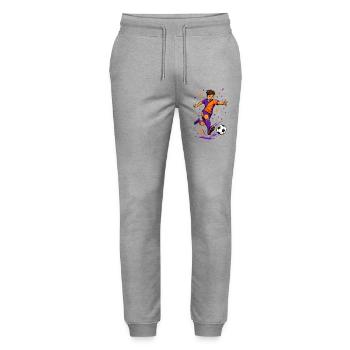 Soccer Goal Shot Player Cartoon - Stanley/Stella Mover Unisex Organic Jogging Trousers - heather grey - Front - Marisol (170cm) & Nik (191cm)