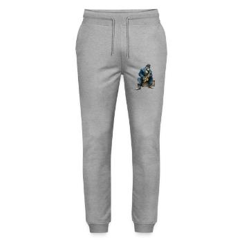 Eleganter Gorilla als Jazz-Musiker mit Saxophon - Stanley/Stella Unisex Bio Jogginghose Mover  - Grau meliert - Vorne - Marisol (170cm) & Nik (191cm)
