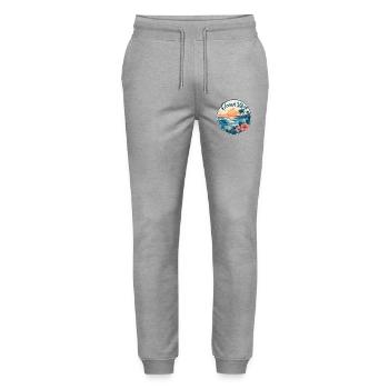Ocean Vibes Tropischer Sonnenuntergang - Stanley/Stella Unisex Bio Jogginghose Mover  - Grau meliert - Vorne - Marisol (170cm) & Nik (191cm)