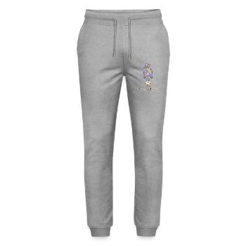 Cute Bunny Funny Boba Bubble Tea - Stanley/Stella Mover Unisex Organic Jogging Trousers - heather grey - Front - Marisol (170cm) & Nik (191cm)