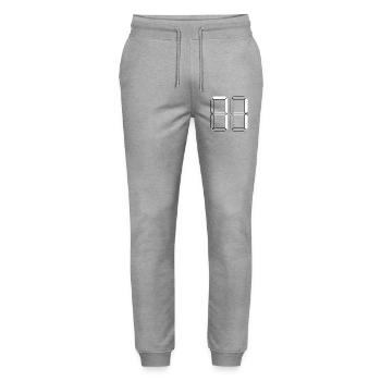 NUMMER 71 Einundsiebzig Geschenk Digital - Stanley/Stella Unisex Bio Jogginghose Mover  - Grau meliert - Vorne - Marisol (170cm) & Nik (191cm)