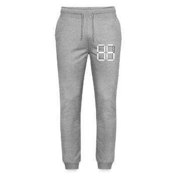 NUMBER 86 Eighty-Six Gift Digital - Stanley/Stella Mover Unisex Organic Jogging Trousers - heather grey - Front - Marisol (170cm) & Nik (191cm)