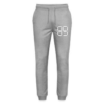 NUMMER 89 Neunundachtzig Geschenk Digital - Stanley/Stella Unisex Bio Jogginghose Mover  - Grau meliert - Vorne - Marisol (170cm) & Nik (191cm)