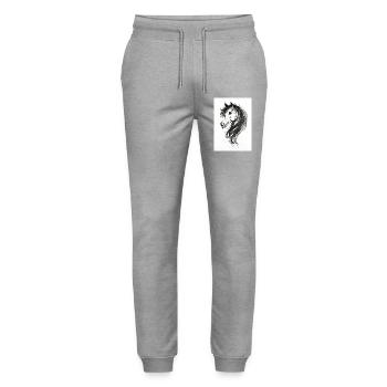 Horse head painted - Stanley/Stella Mover Unisex Organic Jogging Trousers - heather grey - Front - Marisol (170cm) & Nik (191cm)