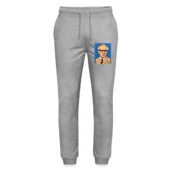 Caricature d’Erich Honecker - Pantalon de jogging bio MOVER Stanley/Stella unisexe - gris chiné - Devant - Marisol (170cm) & Nik (191cm)