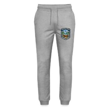 Zum Reisen geboren zur Arbeit gezwungen Travel - Stanley/Stella Unisex Bio Jogginghose Mover  - Grau meliert - Vorne - Marisol (170cm) & Nik (191cm)