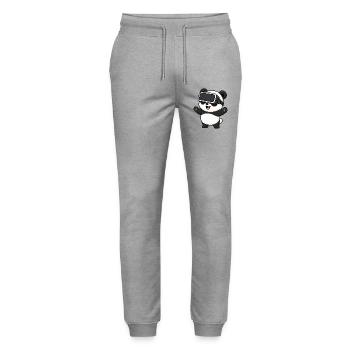 Cute Panda Gamer Cartoon Virtual Reality - Stanley/Stella Mover Unisex Organic Jogging Trousers - heather grey - Front - Marisol (170cm) & Nik (191cm)