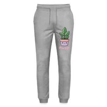 Plant Mom Kawaii Plante en pot - Pantalon de jogging bio MOVER Stanley/Stella unisexe - gris chiné - Devant - Marisol (170cm) & Nik (191cm)