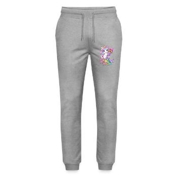 Einhorn Schultüte 2026 Schulkind - Stanley/Stella Unisex Bio Jogginghose Mover  - Grau meliert - Vorne - Marisol (170cm) & Nik (191cm)