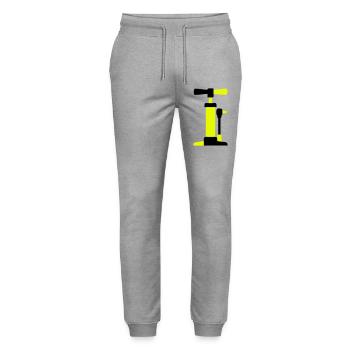 Bicycle Air Pump Graphic - Stanley/Stella Mover Unisex Organic Jogging Trousers - heather grey - Front - Marisol (170cm) & Nik (191cm)