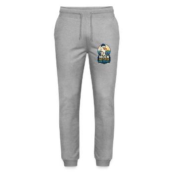 Möwe Erst Kaffee Dann Kreischen Shirt - Stanley/Stella Unisex Bio Jogginghose Mover  - Grau meliert - Vorne - Marisol (170cm) & Nik (191cm)