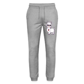 Llama cool avec cravate à lunettes de soleil - Pantalon de jogging bio MOVER Stanley/Stella unisexe - gris chiné - Devant - Marisol (170cm) & Nik (191cm)