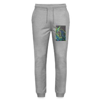 Phoenix in neon plumage - Stanley/Stella Mover Unisex Organic Jogging Trousers - heather grey - Front - Marisol (170cm) & Nik (191cm)