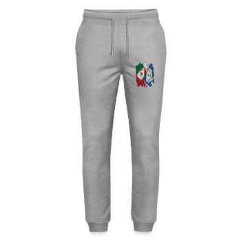 Fiers des drapeaux du Mexique et du Salvador - Pantalon de jogging bio MOVER Stanley/Stella unisexe - gris chiné - Devant - Marisol (170cm) & Nik (191cm)