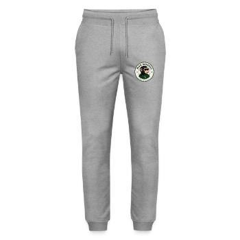 Mad Monkey Monkey Green Polo - Stanley/Stella Mover Unisex Organic Jogging Trousers - heather grey - Front - Marisol (170cm) & Nik (191cm)