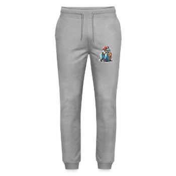 Gamer Graphics - Stanley/Stella Mover Unisex Organic Jogging Trousers - heather grey - Front - Marisol (170cm) & Nik (191cm)