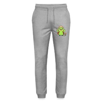 Explorer Cactus with Backpack - Stanley/Stella Mover Unisex Organic Jogging Trousers - heather grey - Front - Marisol (170cm) & Nik (191cm)