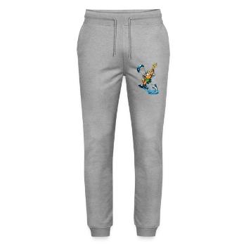 Neptune once sporty - Stanley/Stella Mover Unisex Organic Jogging Trousers - heather grey - Front - Marisol (170cm) & Nik (191cm)