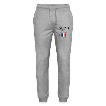 Dijon France Coordinates Travel Souvenir - Stanley/Stella Mover Unisex Organic Jogging Trousers - heather grey - Front - Marisol (170cm) & Nik (191cm)