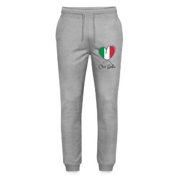 Italy Flag Heart Line Art - Stanley/Stella Mover Unisex Organic Jogging Trousers - heather grey - Front - Marisol (170cm) & Nik (191cm)
