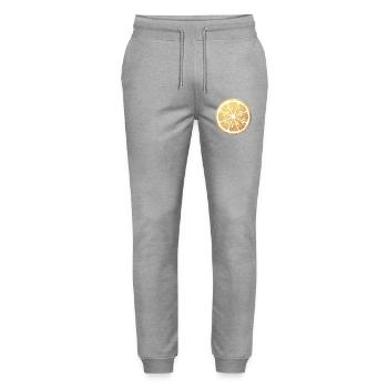Lemon Summer Gold Citrus Luxury Dolce Vita - Stanley/Stella Mover Unisex Organic Jogging Trousers - heather grey - Front - Marisol (170cm) & Nik (191cm)